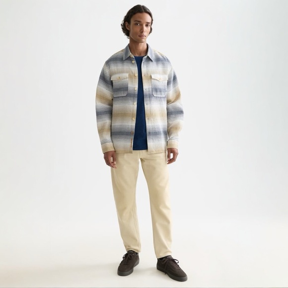 Scotch & Soda Lucky Charm Stripe Woven Waffle Button-Up Shirt Size L 100% Cotton - Picture 2 of 16